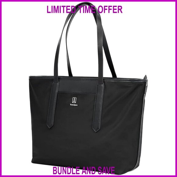 Leather Accent Tote with Padded Laptop Sleeve Travel Work Bag